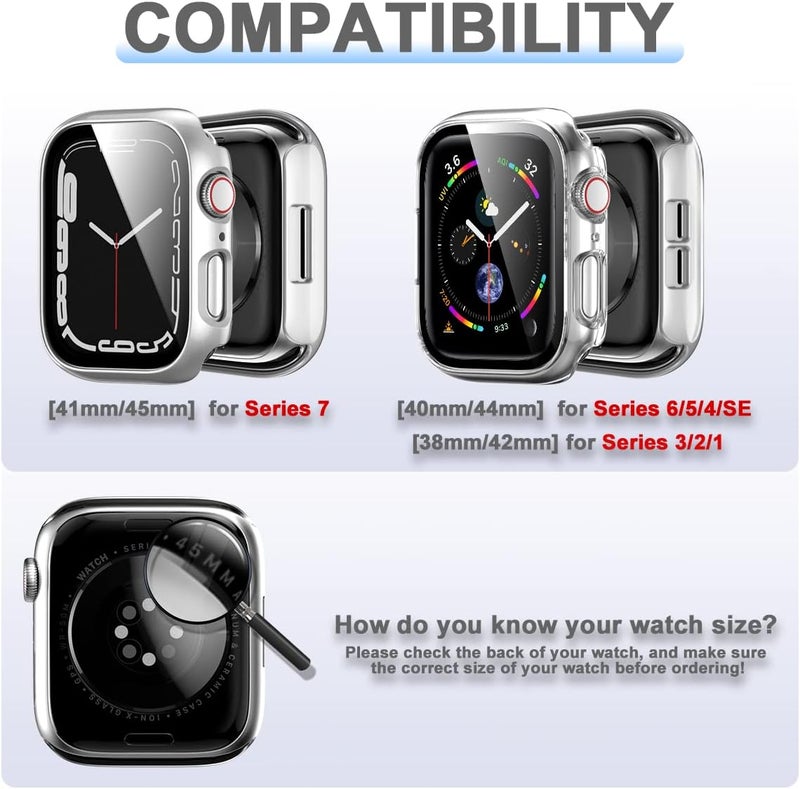 Rontion 6 Pack Hard PC Case for Apple Watch 38mm Series 3/2/1 with Tempered Glass Screen Protector, Ultra-Thin Scratch Resistant Full Protective Bumper Covers for iWatch 38mm Accessories - Image 2